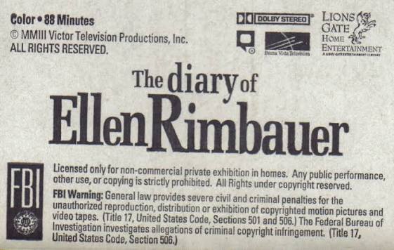 The Diary of Ellen Rimbauer | VHSCollector.com