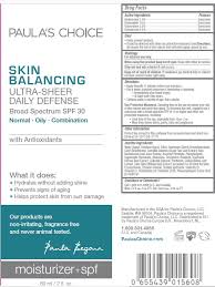 Paula's choice believes in caring for your skin by using natural products for safety and they don't test on animals and their products contain no parabens, alcohol or other potentially harmful how long do paula's choice coupons last? Skin Balancing Ultra Sheer Daily Defence Spf 30 Paulas Choice Avobenzone Homosalate Octocrylene Oxybenzone Cream