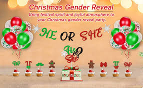Maybe you would like to learn more about one of these? Amazon Com Christmas Gender Reveal Party Decorations He Or She Banner Elf Snowflake Cake Topper Winter Holiday December Boy Or Girl Baby Shower Red Green Latex Balloons Home Kitchen