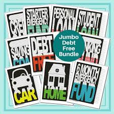Jumbo Debt Free Bundle Charts For Emergency Fund Student Loan Savings And Debts