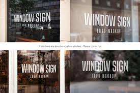 Download Window Sign Logo Mockup Set In Outdoor Advertising Mockups On Yellow Images Creative Store PSD Mockup Templates