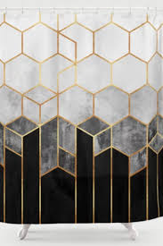 Black And Gold Bathroom Accessories Pretty Bathroom Ideas Charcoal Hexagons Shower Curtain In 2020 Black Bathroom Decor Black White And Gold Bedroom Black And Gold Bathroom