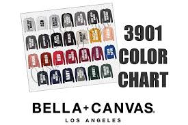 Bella 3901 Sponge Fleece Raglan Sweatshirt Color Chart