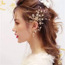 Us 8 02 25 Off 1pair Bride Ear Hanging Earrings Brides Headdress Tassle Flower Hair Decoration Wedding Hair Accessories Wedding Headdress Hair Wedding Accesso Hair Decoration Wedding Hair Jewelry Wedding Hair Decorations