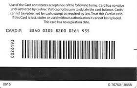 Gift Card Extraordinary Food Restaurants United States Of America Capriotti S Col Us R Cap 002