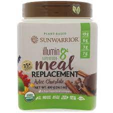 Super food meal replacement powder. Sunwarrior Illumin8 Plant Based Organic Superfood Meal Replacement Aztec Chocolate 14 1 Oz 400 G Iherb