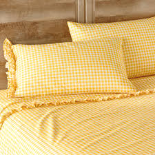 Buy top selling products like levtex baby dino toddler bedding set in blue and levtex home gingham reversible quilt set. The Pioneer Woman Gingham Yellow Ruffle Queen Sheet Set Walmart Com Walmart Com