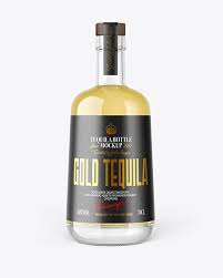 Download Gold Tequila Bottle With Wooden Cap Mockup In Bottle Mockups On Yellow Images Object Mockups