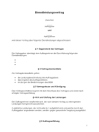 Alle vorlagen lassen sich kostenlos drucken. Dienstleistungsvertrag Muster Vorlage Word