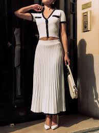 Pleated knitted midi skirt :: LICHI - Online fashion store