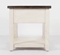Vintage white standard rectangle wood console table with drawers. Madison County End Table Vintage White By Jofran Furniture Furniturepick