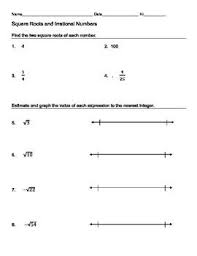 Estimating Irrationals Using Square Roots Real Number System Square Roots Number Line