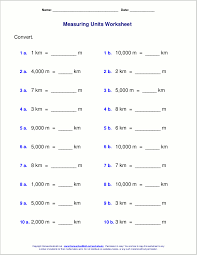 metric measuring units worksheets