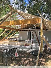 Carport Progress Rafters Roof Design And How The New Ties Into The Old Addicted 2 Decorating Carport Roof Design Covered Patio Plans