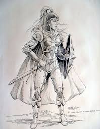 Female Paladin With Sword And Shield Easley Masterworks Miniature Lines Female Warrior Tattoo Armor Of God Tattoo Warrior Tattoos