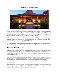 Dan dalam proses pembangunannya tidak dilakukan. Rumah Adat Jawa Tengah