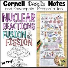 Nuclear Fission And Fusion Reactions Cornell Doodle Notes Doodle Notes Nuclear Reaction Note Taking Strategies