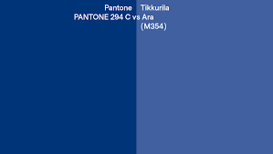 Pantone 294 C vs Tikkurila Ara (M354) side by side comparison