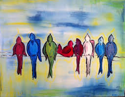 Diy Birds On A Wire Painting Abstract Bird Painting Original Acrylic Painting Birds On A Wire Bird Art Large Wall Art Colorful Painting Bird Art Colorful Paintings Painting