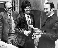 Left to Right Bill Latham, Cliff Richard and the Vicar of the Queens...  News Photo