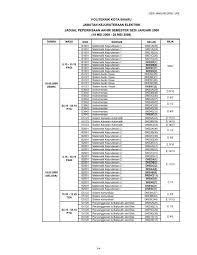 Jadwal kuliah semester i t.a. Jadual Kuliah Politeknik