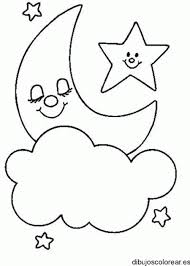 Dibujo De La Luna Y Las Nubes Dibujos De La Luna Patrones De Bordado Moldes De Dibujos