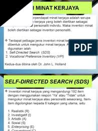 Dalam psikometrik terdapat ujian minat kerjaya (teori kerjaya holland) untuk mengukur minat kerjaya anda dan ciri2 personaliti anda.anda dalam kategori. Ujian Minat Kerjaya