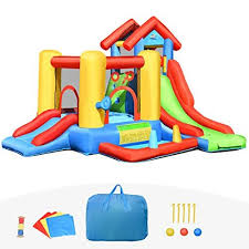 goplus chateau gonflable avec trampoline 2 toboggans et piscine pour 5 enfants de 3 a 10 ans 30 balles de locea chateau gonflable piscine pour enfant gonflable