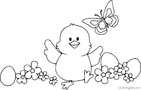 Our coloring pages require the free adobe acrobat reader. Easter Chick And A Butterfly Coloring Page Coloringall