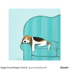 Happy Couch Beagle Cute Sleeping Dog Pet Art Canvas Print Zazzle Com Dog Canvas Beagle Art Dog Art