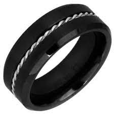 Mens 80mm Ceramic And Sterling Silver Twist Rope Wedding Band - View All - Za Rope Wedding Band Ceramic Wedding Bands Wedding Bands