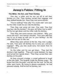 Fables and reading comprehension exercises for kids at an approximately grade 3 level. Aesop S Fables Lesson Plans Worksheets Lesson Planet