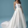 Satin ball gown wedding dress with sleeves. 3