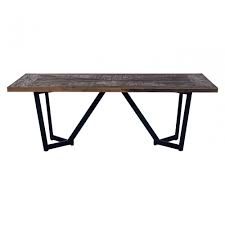 46 long rustic reclaimed barn wood beam (from 1900) bench / table on raw iron legs. Midas Dining Table Elm Wood Iron Brown Clanbay