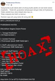 Lowongan kerja pt astra international tbk. Salah Rekrutmen Pegawai Di Puskesmas Wates Turnbackhoax