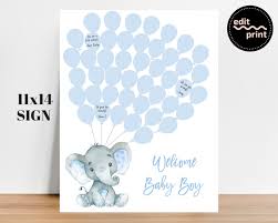 Blue Elephant Balloon Guest Book Poster Signature Guestbook Etsy In 2020 Elephant Baby Shower Boy Elephant Baby Shower Theme Elephant Balloon