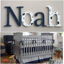 This Listing Is For A Set Of 4 Wall Hanging Wood Letters In Boxy Font This Is An Example Of One 4 Letter N Grey Nursery Decor Blue Nursery Boy Nursery Letters
