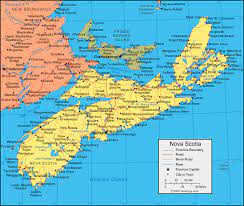 Nova scotia was named by sir william alexander, who received a grant to all the land between new england and newfoundland from king james vi of scotland (king james i of england) in 1621. Nova Scotia Map Satellite Image Roads Lakes Rivers Cities