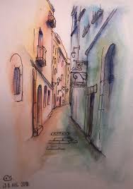 Gasse Altstadt Aquarell Aquarell Zeichnungen Pinterest Aquarell Malen