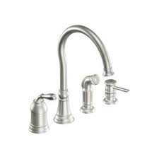 (we installed something similar ourselves, and have gotten free replacements. Moen Ca87008srs Spot Resist Stainless Single Handle High Arc Kitchen Faucet With Side Spray And Soap Dispenser From The Lindley Collection Faucetdirect Com