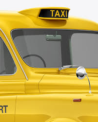 Download Retro Cab Car Mockup Half Side View In Vehicle Mockups On Yellow Images Object Mockups PSD Mockup Templates