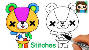 Animal crossing raymond coloring page: How To Draw Stitches The Bear Cub Animal Crossing Youtube