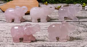Rose Crystal Quartz Elephant Sculpturestone Animal Etsy Quartz Elephant Elephant Sculpture Elephant Carving