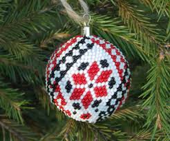 Ukrainian Christmas Traditional Pattern Ball Decoration Red White Black Handmade Christmas Ornaments Christmas Traditions Handmade Christmas