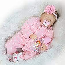 Amazon Com Hermosas Munecas De Bebe Reborn De 22 Pulgadas Cuerpo De Tela De Silicona Para Recien Nacidos Realistas Para Bebe Muneca De Juguete Con Ojos Cerrados Traje Rosa Para Regalos De Ninos