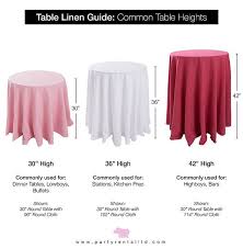 What Height Should Your Table Be Here S The Difference Between 30 High 36 High And 42 High And The Wedding Cocktail Tables Tablecloth Sizes Table Linens