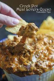 Meat Lovers Crock Pot Queso Dip Recipe This Is The Perfect Slow Cooker Appetizer Recipe Beef And Bacon Slow Cooker Appetizers Cooker Recipes Crock Pot Queso