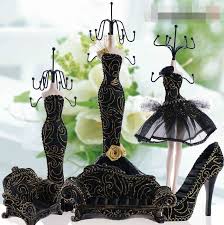 Black And Gold Jewelry Stand 6pc Sj12 Luxury Mannequin Elegant Jewelry Earring Necklace Stand Display Holder Black Hills Gold Jewelry Black Hills Gold Necklace Stand
