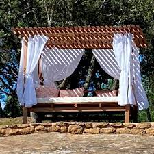 Find many great new & used options and get the best deals for polyrattan gartenliege sonnenliege gartenmöbel garten sofa bett rattan möbel at the best online prices at ebay! Garten Bett Himmel Madrague Honeymoon Doppelbett Modern Stoff