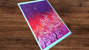 Cara membuat background dengan efek warna gradasi d. Oil Pastel Drawing 47 Cara Menggambar Pemandangan Pohon Sakura Oi Cara Menggambar Pastel Sakura